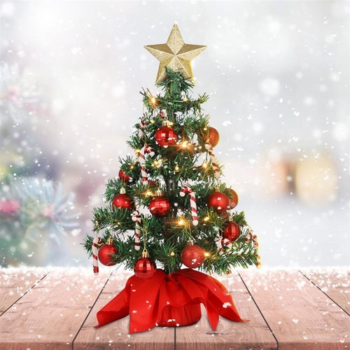 Árvore De Natal Pequena Completa C/ Enfeites Luxo-só Montar!